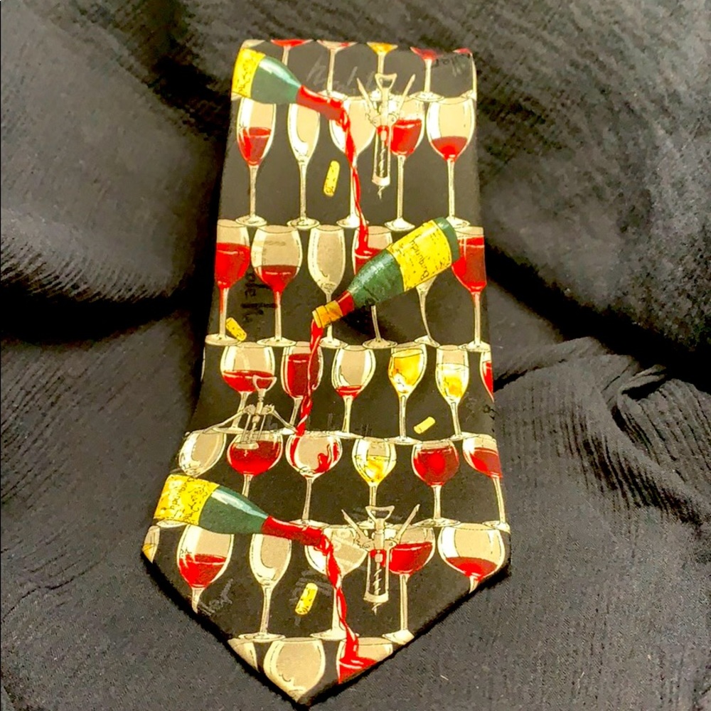 1996 Nicole Miller wine glass necktie vintage tie